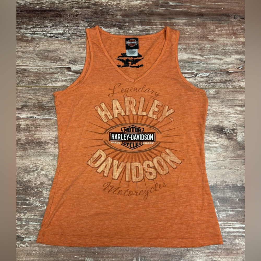 Harley-Davidson | VGUC Lightweight Orange Tank Top Motorcycle Biker Wisconsin M